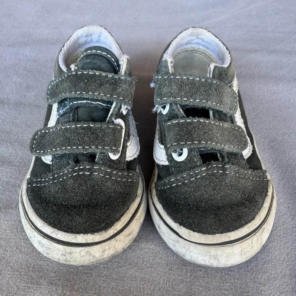 Size 6c - Vans Old Skool Forest Green Baby Kids‎ Shoes